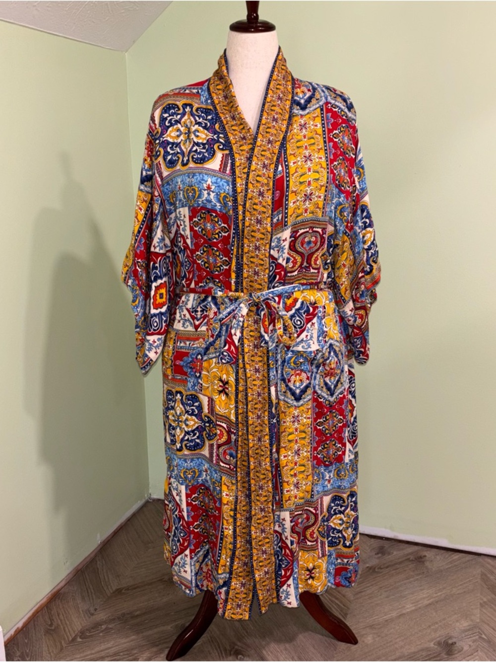 Haute Hippie Bohemian Kimono Robe Long Belted Hippie Multicolor Women’s Size S